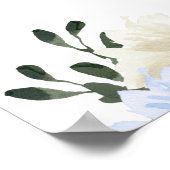 MILENA Dusty Blue Slate Floral Baby Dusche Willkom Poster (Ecke)