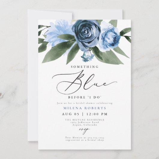 MILENA etwas Blaues, bevor ich Brautparty mache Einladung (Vorderseite)