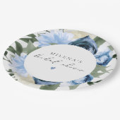 MILENA Etwas Blue Floral Brautparty Pappteller (Schrägansicht)