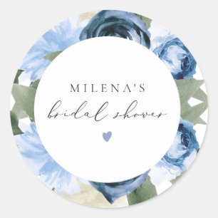 MILENA Something Blue Florale Brautparty Runder Aufkleber