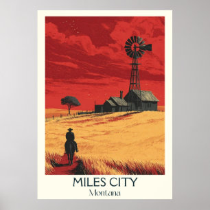 Miles City Montana Vintages Paradies für Kletterhe Poster