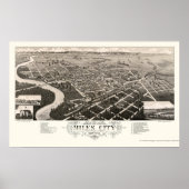 Miles City, MT Panorama Karte - 1883 Poster (Vorne)