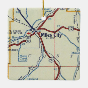 Miles City MT Vintage Karte Keramikornament