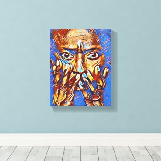 Miles Davis "Art Blue" Stretchierte Canvas Print Leinwanddruck (Insitu (Holzboden))