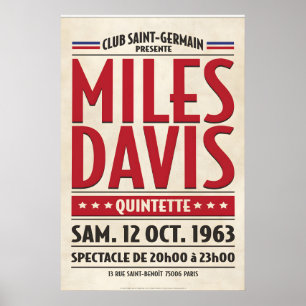 Miles Davis Live in Paris, Originalgetreues Design Poster