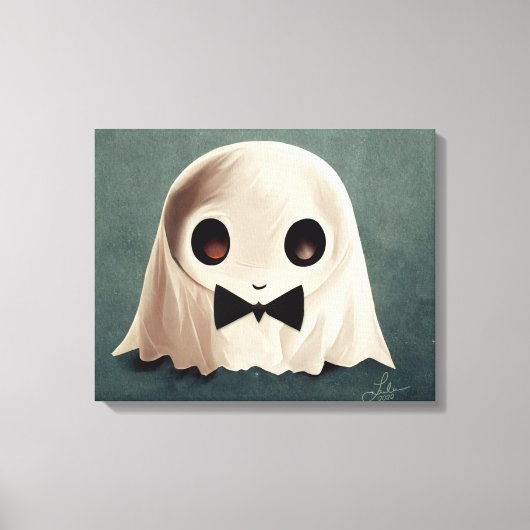 Miles The Friendly Ghost ・ Niedliche Halloween Art Leinwanddruck (Vorderseite)