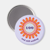 Milestone Age 100th Bright Orange Flower Birthday Magnet (Vorderseite/Rückseite)