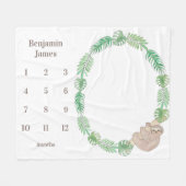 Milestone Baby Blanket Niedlich Sloth Boy Name Fleecedecke (Vorderseite (Horizontal))