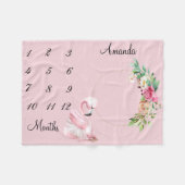 Milestone Ballerina Flamingo Blume Baby Keepake Fleecedecke (Vorderseite (Horizontal))
