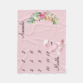 Milestone Ballerina Flamingo Blume Baby Keepake Fleecedecke (Vorderseite)