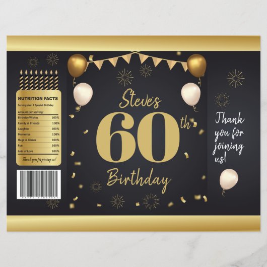 Milestone Birthday Gold Black Chip Bag Wrappers Flyer (Vorne)