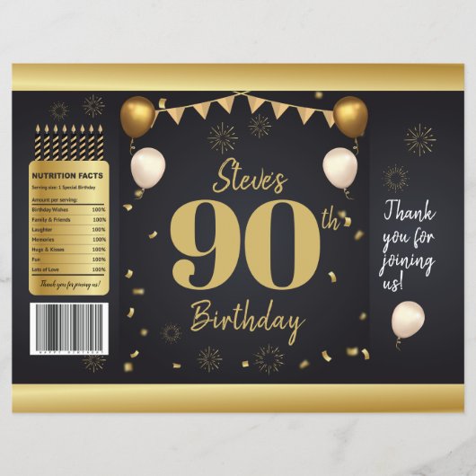 Milestone Birthday Gold Black Chip Bag Wrappers Flyer (Vorne)