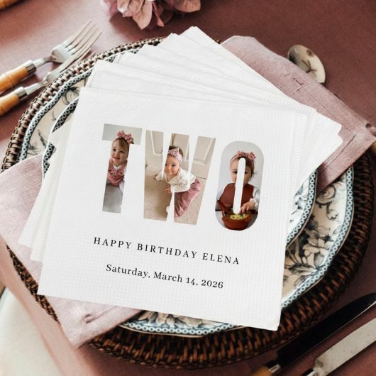 Milestone Birthday Photo Collage Party Napkins Serviette