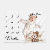 Milestone Boho Baby Bear Pampas Grass Fleecedecke