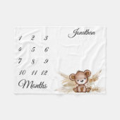 Milestone Boho Baby Bear Pampas Grass Fleecedecke (Vorderseite (Horizontal))