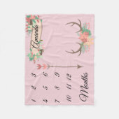 Milestone Chic Antler Arrow Blume Baby Keepake Fleecedecke (Vorderseite)