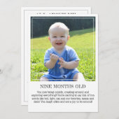 Milestone Keepake Card: Neun Monate alt Ankündigung (Vorne/Hinten)