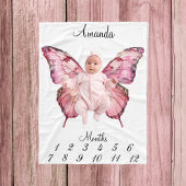 Milestone Pink Butterfly Wings Baby Keepake Fleecedecke
