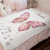 Milestone Pink Butterfly Wings Baby Keepake Fleecedecke