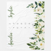 Milestone Zwillingsbaby Girl Aquarellfarben-Blume Fleecedecke (Vorderseite)