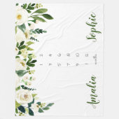 Milestone Zwillingsbaby Girl Aquarellfarben-Blume Fleecedecke (Vorderseite)