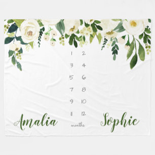 Milestone Zwillingsbaby Wasserfarbe Blume Fleecedecke