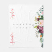 Milestone Zwillingsmädchen Aquarellfarben Blume pi Fleecedecke (Vorderseite)