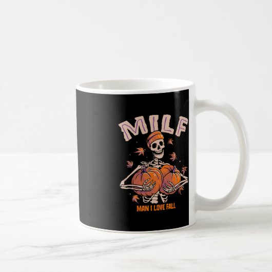 MILF Mann I Liebe Fall Funny Skeleton Pumpkin Hall Kaffeetasse (Rechts)