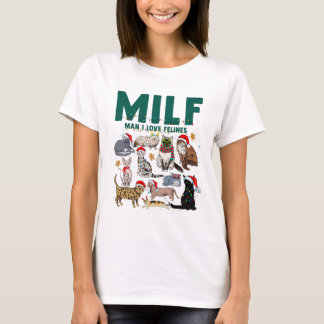 MILF Mann I Liebe Felines Weihnachten T-Shirt