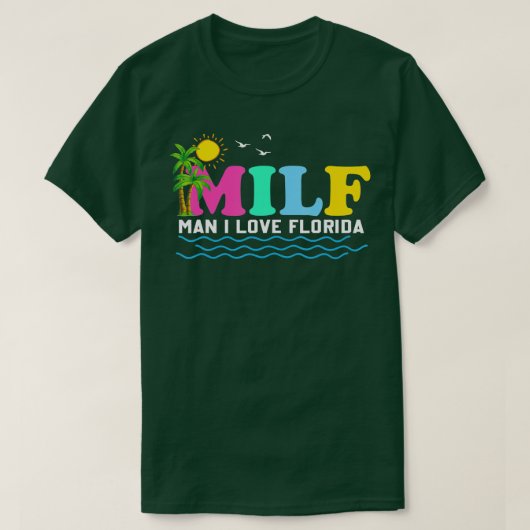MILF Mann I Liebe Florida Beach Sommerferienpalme T-Shirt (Design vorne)