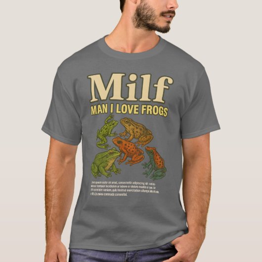 MILF Mann I Liebe Frösche Shirt Erwachsene Humor S (Vorderseite)