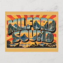 Milford Sound Fiord Peak Regenwald Vintage Reise