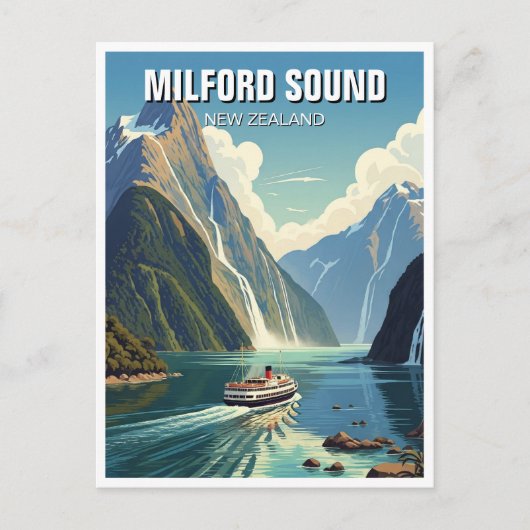 Milford Sound Neuseeland Postkarte (Vorderseite)