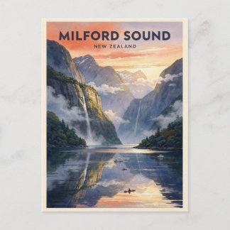 Milford Sound Neuseeland Vintage Postkarte