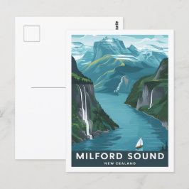 Milford Sound New Zealand Famous Travel Place Postkarte