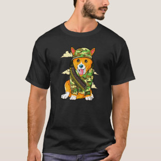 Militär-Corgi-Hund Camo-Tarnung T-Shirt
