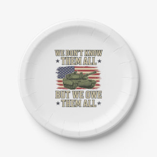 Militär-Erinnerungspanzer Patriotisches Shirt-Desi Pappteller