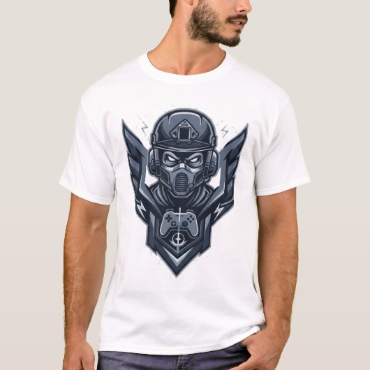 Militar-Gamer-Emblem-T-Shirt T-Shirt (Vorderseite)