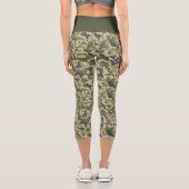 Militär-Grün-Tarnung weiß & grau Streifen Capri Leggings (Rückseite)