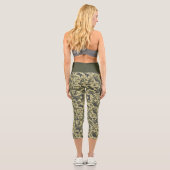 Militär-Grün-Tarnung weiß & grau Streifen Capri Leggings (Rückseite)