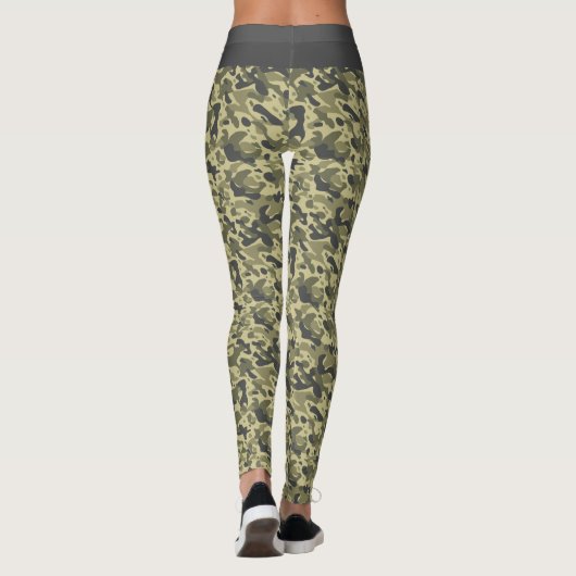 Militär-Grün-Tarnung weiß & grau Streifen Leggings (Rückseite)