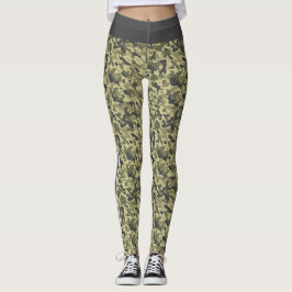 Militär-Grün-Tarnung weiß & grau Streifen Leggings