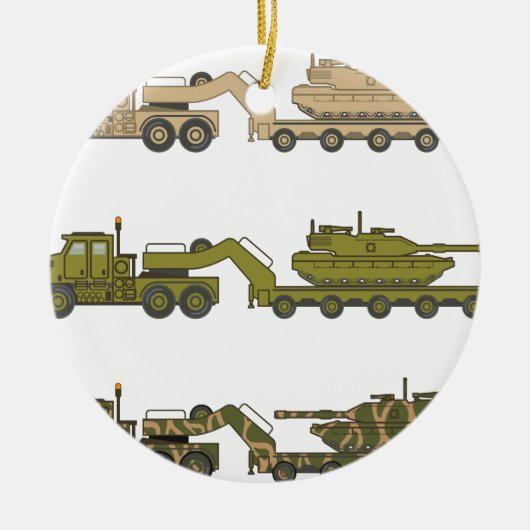 Militär-LKW, der Behälter zieht Keramikornament (Vorne)