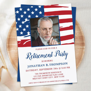 Militär-Ruhestandsfeier Foto Amerikanische Flagge Einladung
