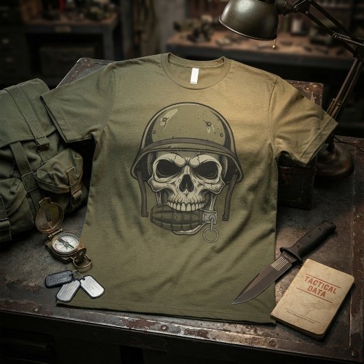 Militär-Schädel mit Granate T-Shirt
