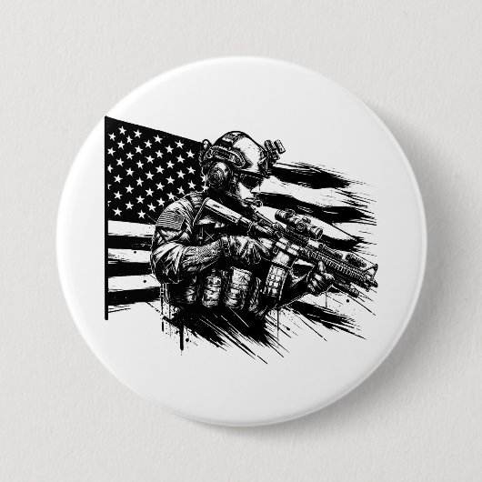Militär Soldier Amerikanischer Flaggenstaat Patrio Button (Vorderseite)
