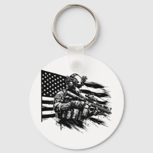 Militär Soldier Amerikanischer Flaggenstaat Patrio Schlüsselanhänger