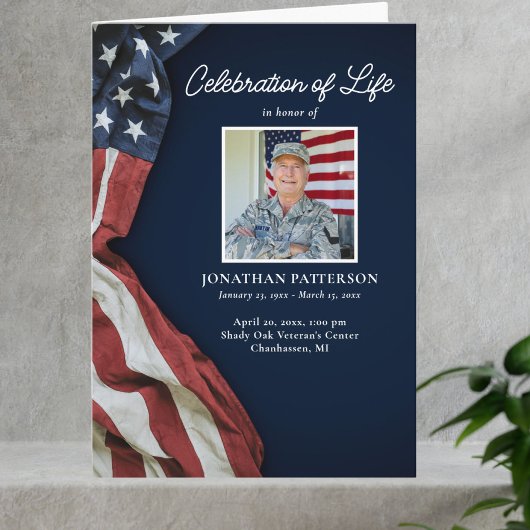 Militär, USA-Flagge, Lebensfeier, Beerdigung Programm