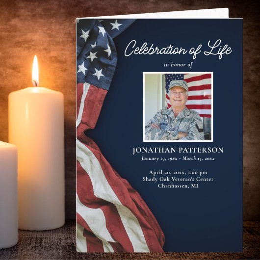 Militär, USA-Flagge, Lebensfeier, Beerdigung Programm