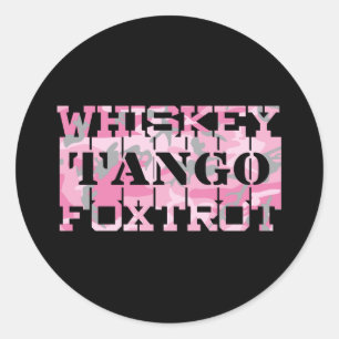 Militär Whiskey Tango Foxtrot Pink Camo Runder Aufkleber